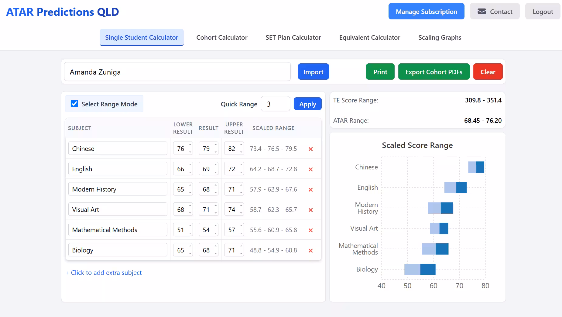 Single Student Calculator